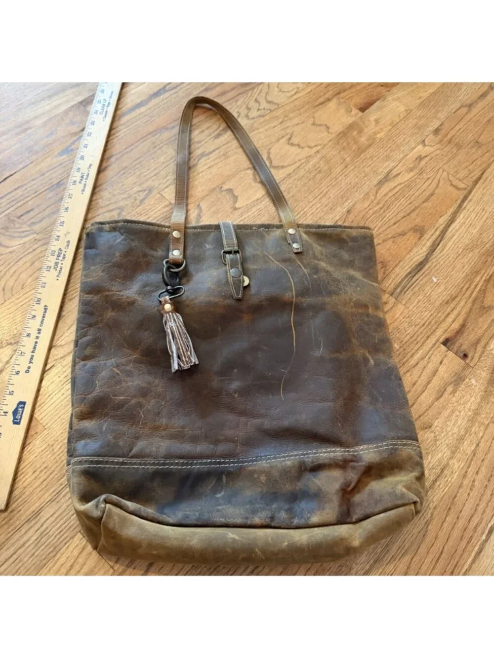 Myra Large Bag genuine distressed leather rugged weathered purse - Picture 2 of 7